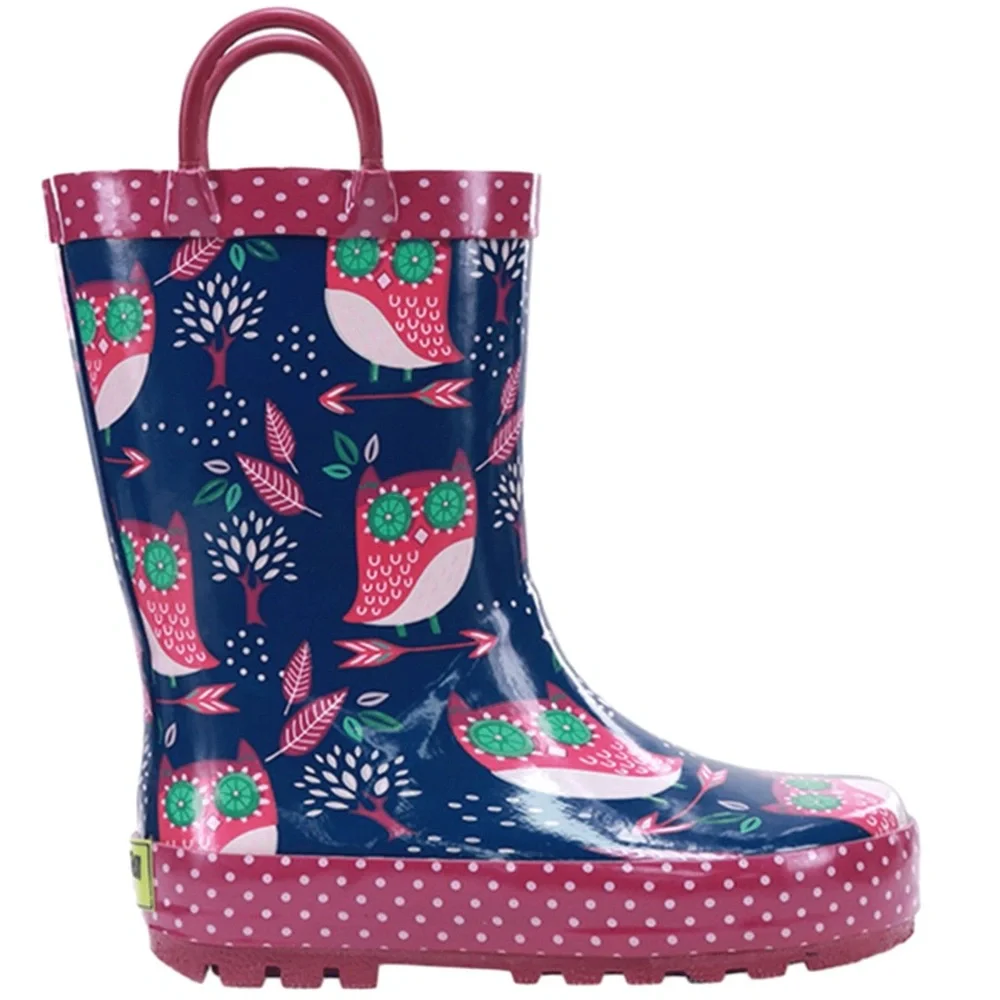 NEW!! Girls Western Chief Kids Owl Dream Rain Boots - Blue/Pink Size 5 Toddler